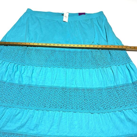 Lane Bryant Maxi Skirt Women's Turquoise Blue Tiered Crochet Lace 26 / 28 NWT - Picture 8 of 9